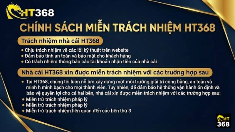 Chính sách miễn trách nhiệm tại HT368